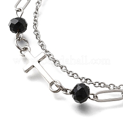 2Pcs 2 Styles 304 Stainless Steel Cable & Paperclip Chain Bracelets Multi-layered Bracelets&nbsp;BJEW-JB12331