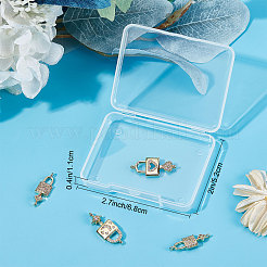 6Pcs 3 Styles Brass Micro Pave Clear Cubic Zirconia Connector Charms&nbsp;KK-BBC0002-94