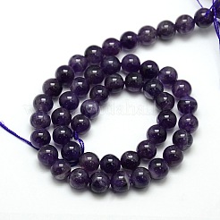 Natural Amethyst Round Bead Strands&nbsp;G-L170-8mm-01