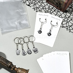 DIY Halloween Theme Alloy Enamel Skull Pendant Keychain Making Kits&nbsp;DIY-FS0007-14