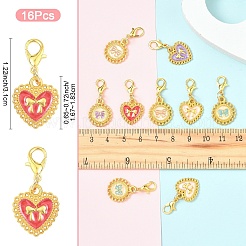 16Pcs 8 Style Alloy Enamel Pendant Decorations&nbsp;HJEW-YW00287