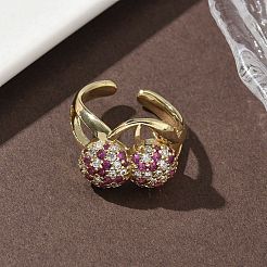 Brass Micro Pave Cubic Zirconia Cuff Rings&nbsp;RJEW-H256-14G-02