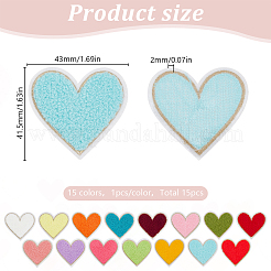 15Pcs 15 Colors Towel Embroidery Style Cotton Iron on/Sew on Patches&nbsp;DIY-HY0002-32