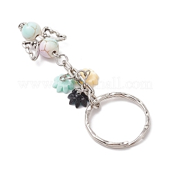 6Pcs 6 Colors Synthetic Turquoise Angel Pendant Keychian&nbsp;KEYC-JKC01107