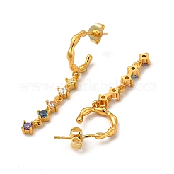 Colorful Cubic Zirconia Tassel Dangle Stud Earrings&nbsp;EJEW-P221-43G