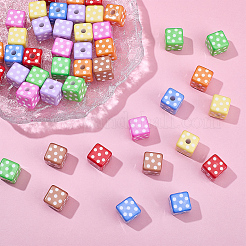 48Pcs 8 Colors Printed Opaque Acrylic Beads&nbsp;MACR-SC0002-71