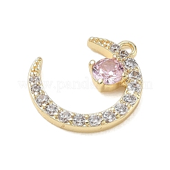 Brass Micro Pave Pink Cubic Zirconia Charms&nbsp;CU-CBAFF5B-20G