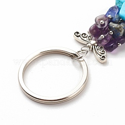 Natural & Synthetic Gemstone Beaded & Handmade Lampwork Pendants Keychain&nbsp;KEYC-JKC00344-03