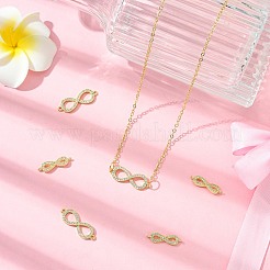 6Pcs 2 Styles CZ Brass Micro Pave AAA Clear Cubic Zirconia Infinity Links&nbsp;ZIRC-CJ0003-34