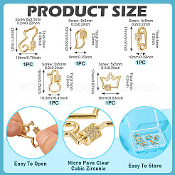 Brass Micro Pave Clear Cubic Zirconia Screw Carabiner Lock Charms&nbsp;KK-TA0002-47A