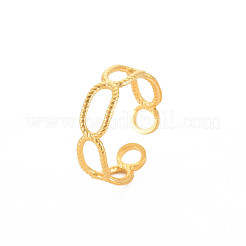 Ion Plating(IP) 304 Stainless Steel Open Oval Wrap Cuff Ring for Women&nbsp;RJEW-S405-192G