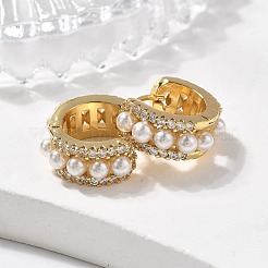 Real 18K Gold Plated Hollow Chunky Cubic Zirconia Huggie Hoop Earrings&nbsp;EJEW-I260-05G-NR