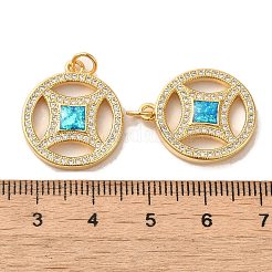 Copper Cash Brass Micro Pave Cubic Zirconia with Synthetic Opal Pendants&nbsp;KK-D096-08G-01