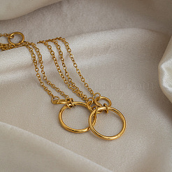 304 Stainless Steel 3 Layer Chain Necklaces for Women&nbsp;TA4038
