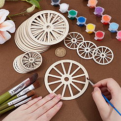 40Pcs 2 Styles Unfinished Blank Wooden Wheel Pendants Set for Painting Arts&nbsp;HJEW-OC0001-44