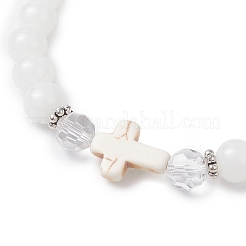 Round Spray Painted Imitation Jade Glass Beads Stretch Bracelets for Women&nbsp;BJEW-JB12881-02