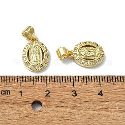 Rack Plating Real 18K Gold Plated Brass Micro Pave Cubic Zirconia Pendants&nbsp;KK-B084-09G