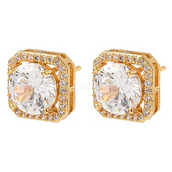 Brass Micro Pave Cubic Zirconia Stud Earrings for Women&nbsp;EJEW-F418-02G