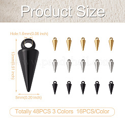 48Pcs 3 Colors 304 Stainless Steel Charms&nbsp;STAS-SW0001-02