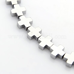 Greek Cross Electroplate Non-magnetic Synthetic Hematite Beads Strands&nbsp;G-P046-06A