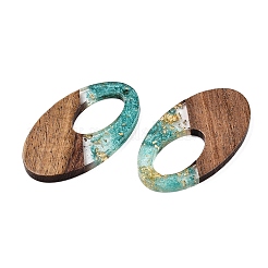 Transparent Resin and Walnut Wood Pendants&nbsp;RESI-T057-02I