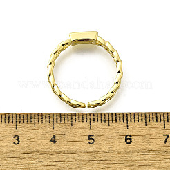 Rectangle Brass Micro Pave Cubic Zirconia Cuff Rings for Women&nbsp;RJEW-S399-09G