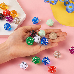 20pcs 10 colors Resin Polyhedral Dice Pendants&nbsp;FIND-TA0001-93