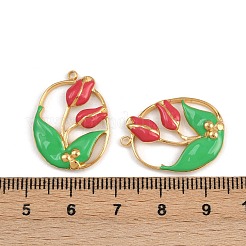 304 Stainless Steel Red and Green Enamel Tulip Pendants&nbsp;STAS-P410-27G