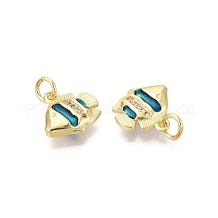 Brass Micro Pave Clear Cubic Zirconia Pendants&nbsp;KK-Q077-01G-01