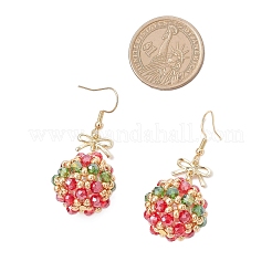 Glass Seed Bead with 304 Stainless Steel Christmas Dangle Earrings&nbsp;EJEW-MZ00534