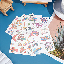 8 Sheets 8 Style Love and Peace Theme Paper Body Art Tattoos Stickers&nbsp;DIY-CP0007-55