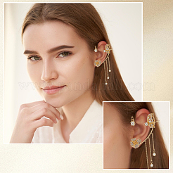4Pcs 4 Style Butterfly & Flower Crystal Rhinestone Climber Wrap Around Earrings&nbsp;EJEW-AN0001-01