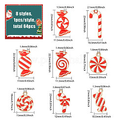 64Pcs 8 Styles Christmas Theme Alloy Enamel Pendants&nbsp;ENAM-CA0001-88
