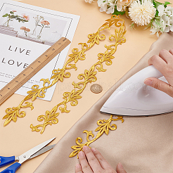 1M Iron on/Sew on Embroidery Floral Polyester Hollow Lace Ribbons&nbsp;OCOR-WH0085-51B