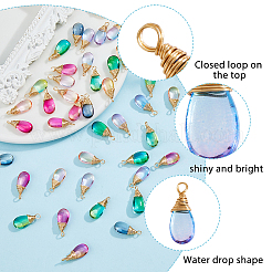 80Pcs 8 Colors Glass Pendants&nbsp;PALLOY-DC00017
