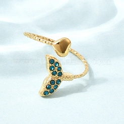 Ocean 304 Stainless Steel Micro Pave Cubic Zirconia Cuff Open Rings&nbsp;CU-CBA2EFF-01G-02