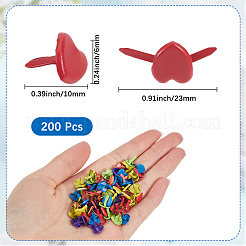 200Pcs Paint Spraying Heart Iron Fasteners Brads&nbsp;DIY-SP0003-38A