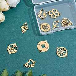 12Pcs 12 Styles 201 & 304 Stainless Steel Connector Charms&nbsp;STAS-SZ0002-57