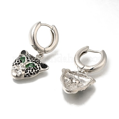 Rack Plating Leopard Brass Hoop Earrings&nbsp;EJEW-H016-30P