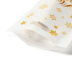 50Pcs Merry Christmas Snowflake Printed Transparent OPP Cellophane Packaging Bags with Die Cut Hole Handles&nbsp;LS-ABAG-C013-02
