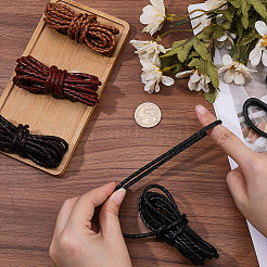 8M 4 Colors Round PU Leather Braided Cord&nbsp;OCOR-CL0001-20