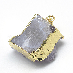 Plated Natural Druzy Amethyst Pendants&nbsp;LS-G-R435-40