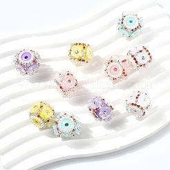 10Pcs 5 Colors Flower Style Resin Rhinestone Beads&nbsp;CLAY-YW0002-73