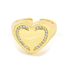 Brass Micro Pave Clear Cubic Zirconia Open Cuff Ring for Women&nbsp;LS-RJEW-M173-02C-G