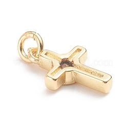 Brass Micro Pave Cubic Zirconia Tiny Cross Charms&nbsp;ZIRC-G165-03G