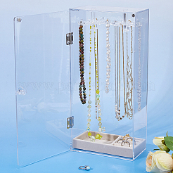 Rotatable Acrylic Necklace Hanging Organizer Storage Boxes&nbsp;ODIS-WH0079-025