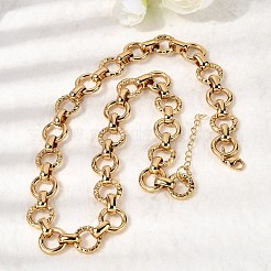 13MM 304 Stainless Steel Textured Round Ring Link Chain Necklaces&nbsp;NJEW-P349-01B-G