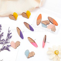 12Pcs 2 Style Resin & Walnut Wood Cabochons&nbsp;RESI-OC0001-30