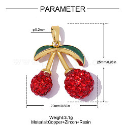 Brass Micro Pave Red Cubic Zirconia Pendants&nbsp;CU-OY001-45G