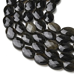 Natural Golden Sheen Obsidian Beads Strands&nbsp;G-H349-A01-28